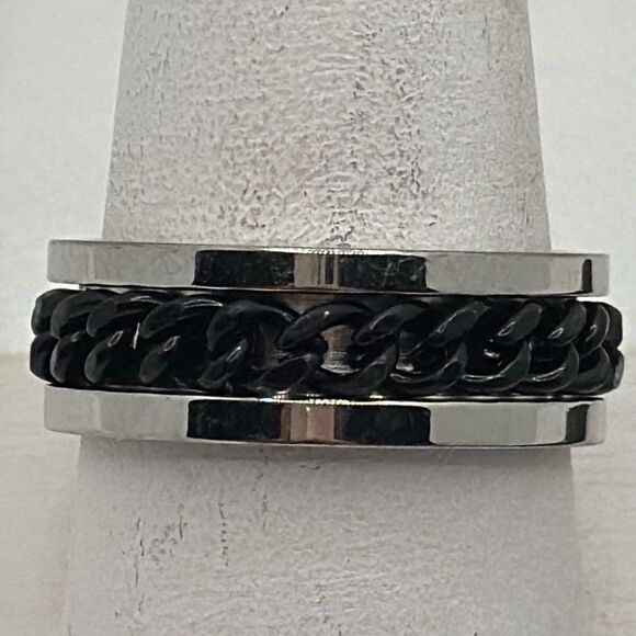 NWOT Size 13 Stainless Steel fidget spinner band with chain - Picture 2 of 3
